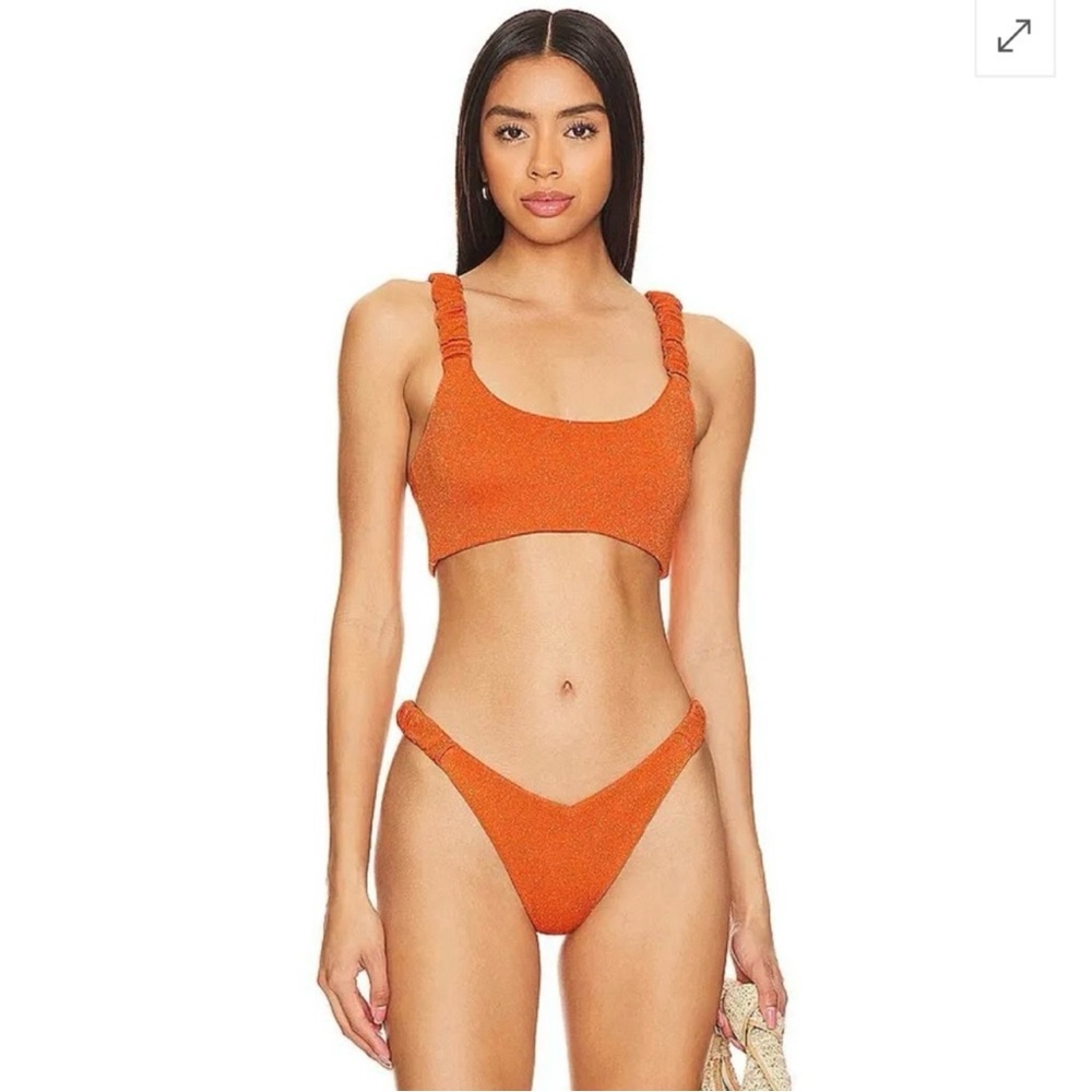 BEACH RIOT Orange Bikini Set with Square-Neck Top and High-Cut Bottoms